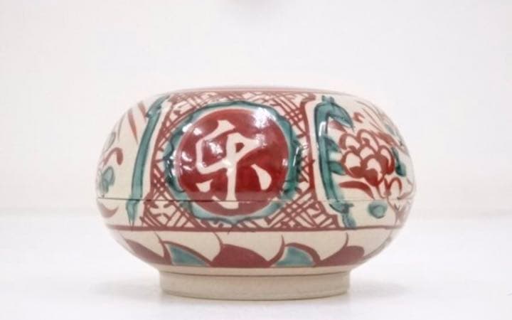 姿の良い香合　ビンテージ　茶道具　古美術犬山焼 尾関作十郎造 赤玉香合