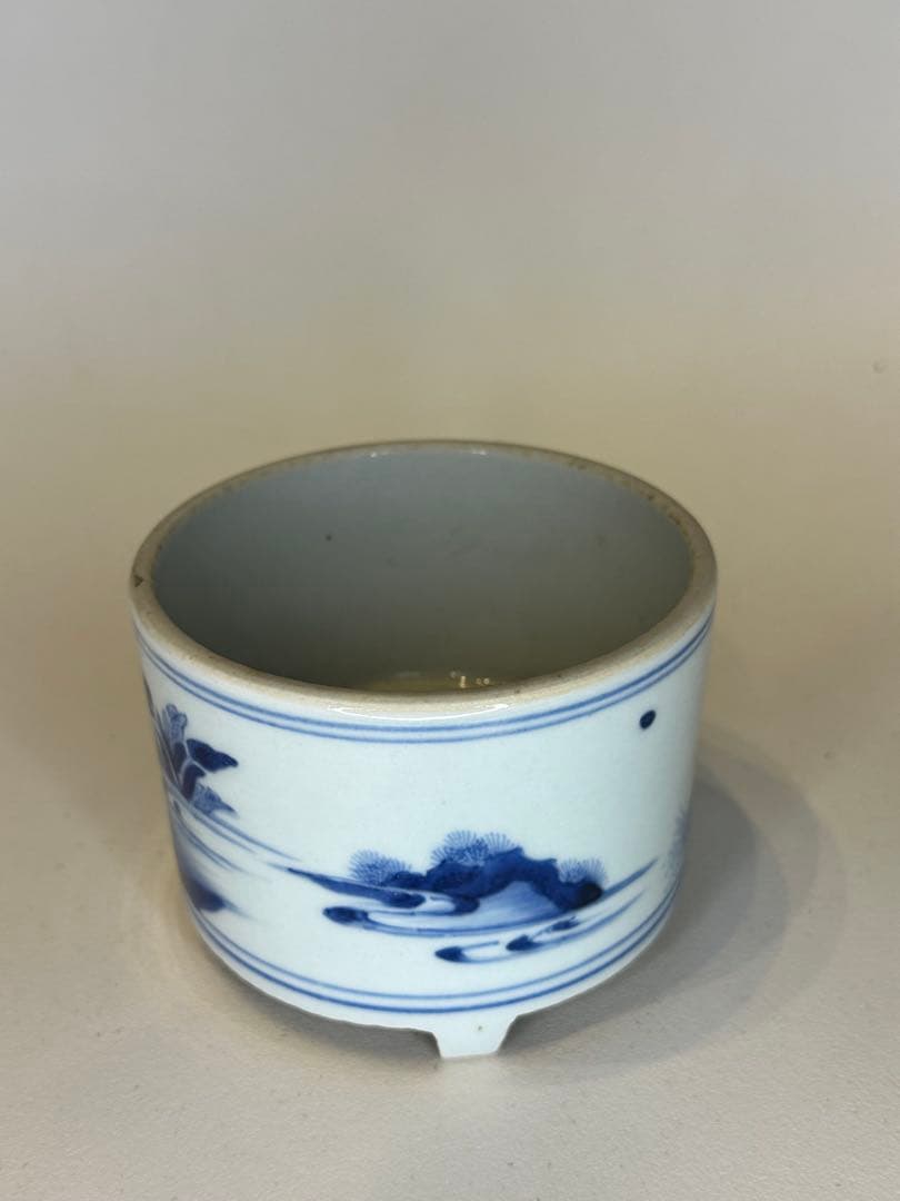 明代 人物染付 香炉 中国古陶磁 骨董品 香道具