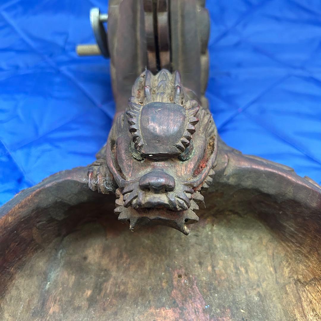 蔵出品① 木彫り 龍 墨壺 すみつぼ 墨壷 墨つぼ 工芸品