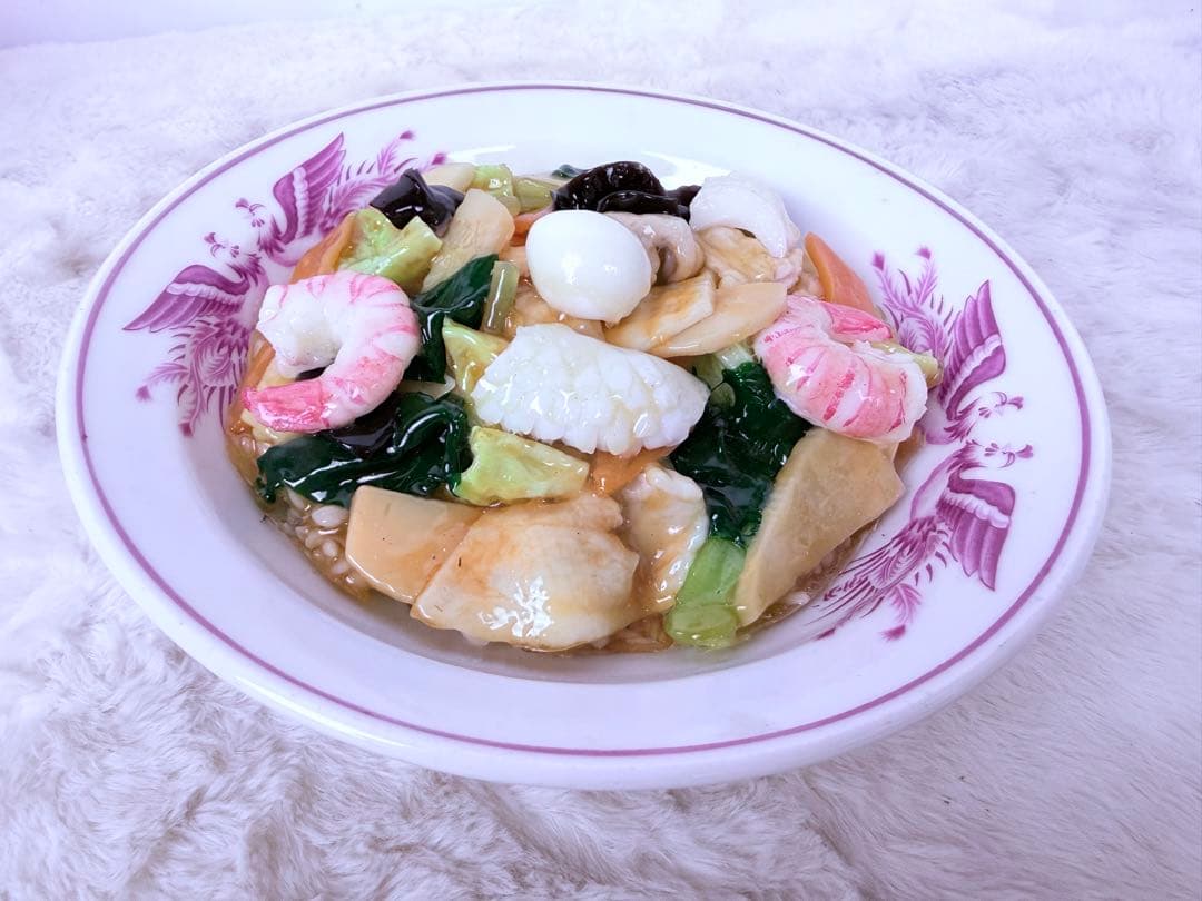 食品サンプル 中華丼 直径約21.5cm リアル 店舗ディスプレイ用