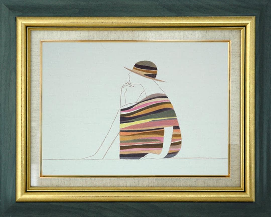 油絵 菅家令子 絵 絵画 インテリア 額付(白) F3-041214 人物 女性