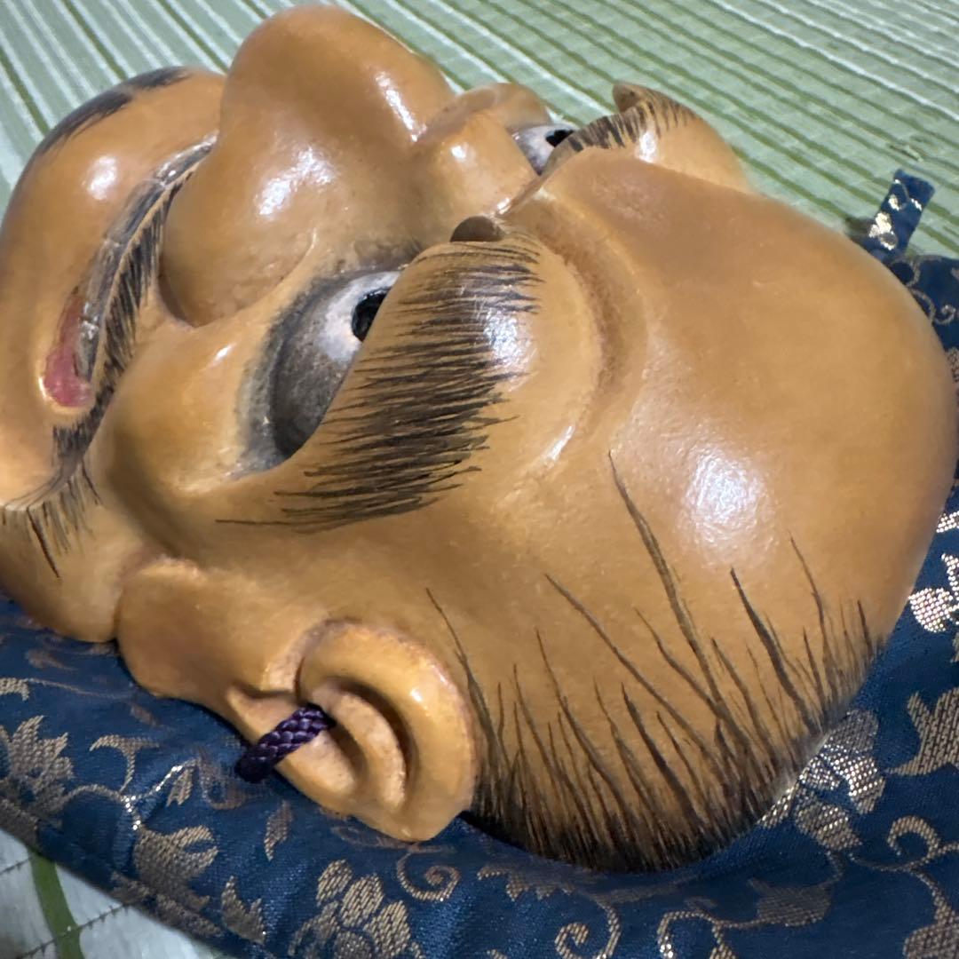 お面　能面　男　武悪面　真一郎作　伝統工芸　神楽面　壁掛け　置物　狂言面