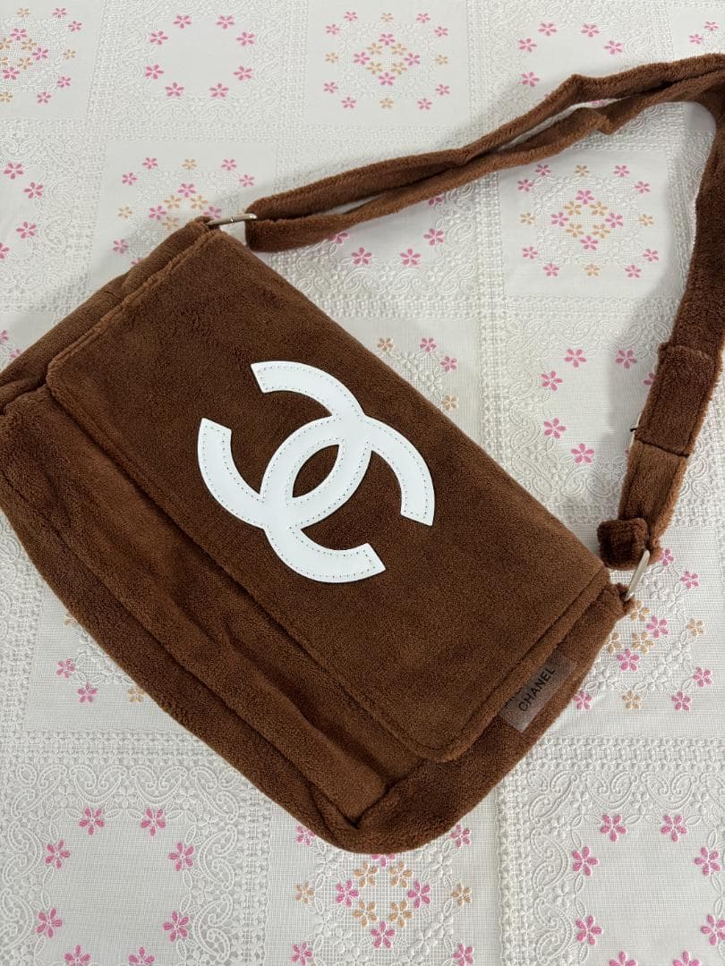 綺麗☆Brown/White ショルダーバッグ ふわふわ