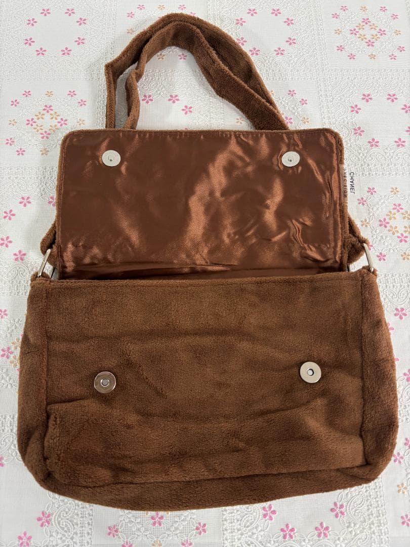 綺麗☆Brown/White ショルダーバッグ ふわふわ