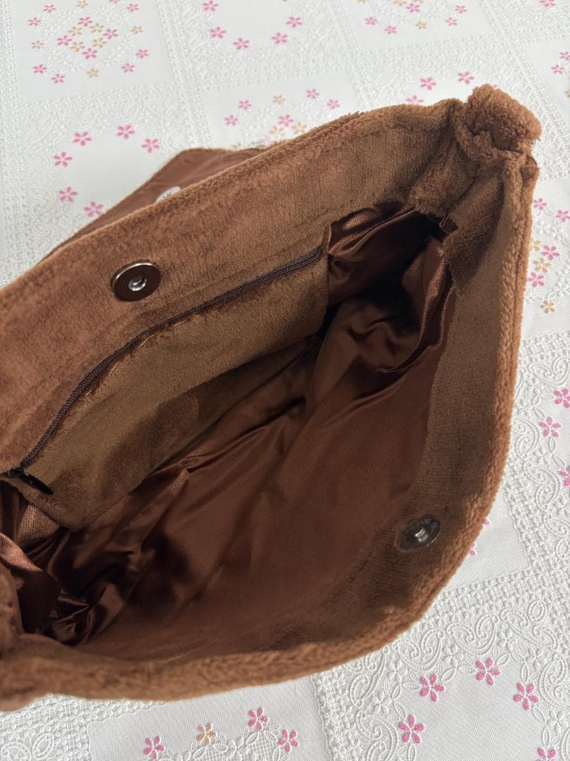 綺麗☆Brown/White ショルダーバッグ ふわふわ