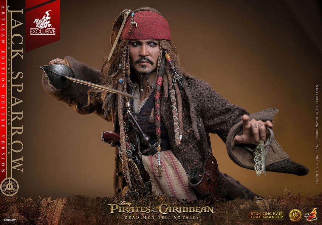 ホットトイズ 1/6 ジャック・スパロウ 2.0 アルチザンDX39AE 植毛