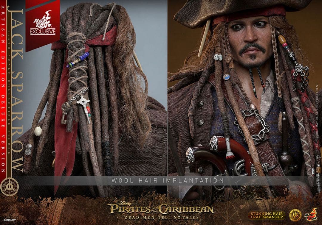ホットトイズ 1/6 ジャック・スパロウ 2.0 アルチザンDX39AE 植毛