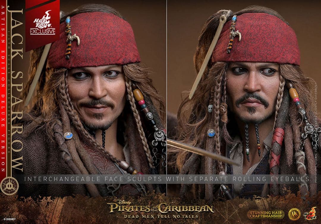 ホットトイズ 1/6 ジャック・スパロウ 2.0 アルチザンDX39AE 植毛