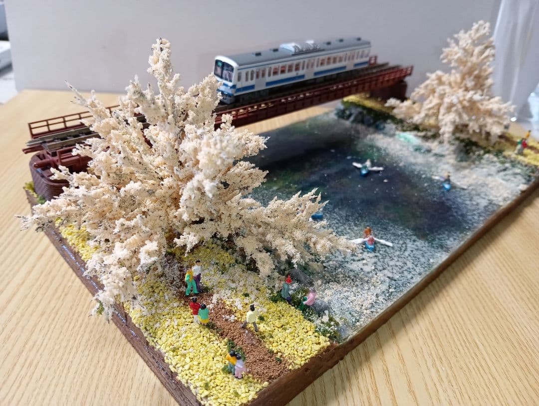 Nゲージ 鉄道模型 桜の風景ジオラマ（その4)