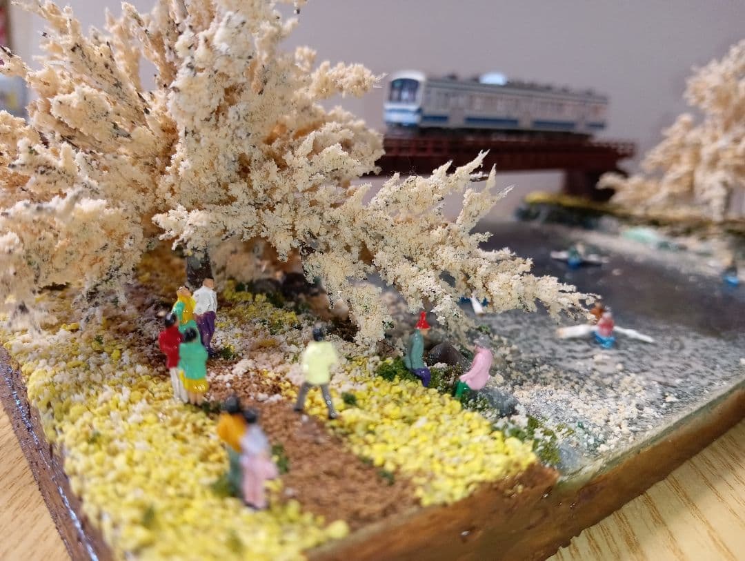 Nゲージ 鉄道模型 桜の風景ジオラマ（その4)