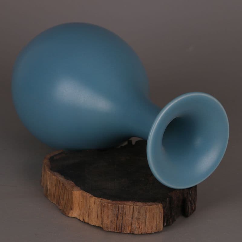 大清雍正天藍釉玉壺春瓶  景徳鎮 陶磁器 装飾品 工芸品 美術品 置物