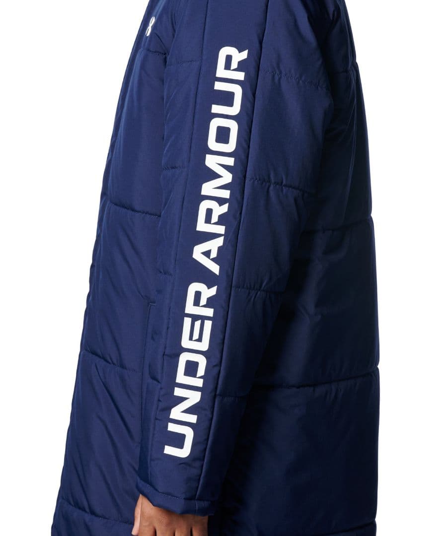UNDER ARMOUR フード付きロングコート ネイビー
