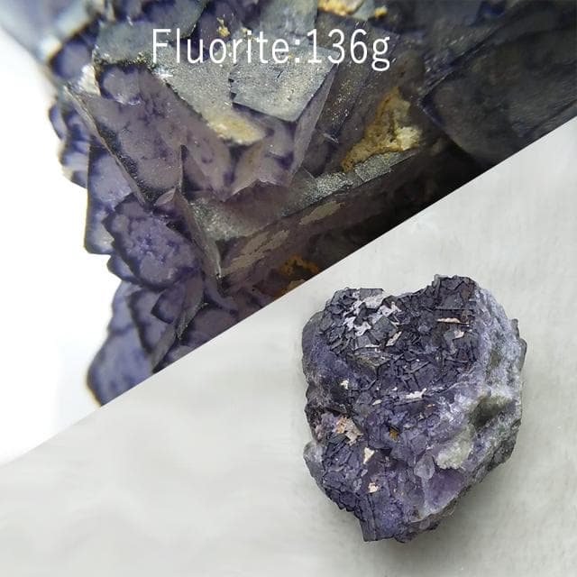 136g　縁取りフローライト　キューブタイプ　鉱物標本　フローライト