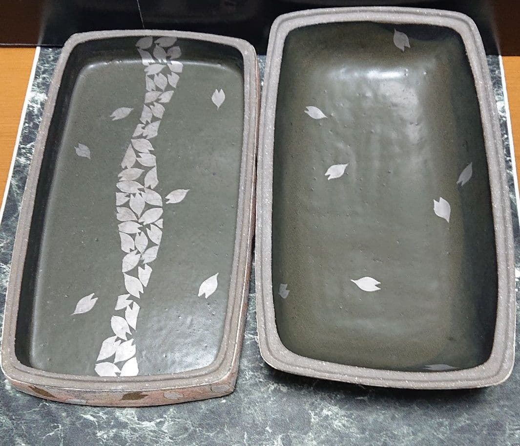 島田恭子　さくら文  陶筥 蓋物 陶箱  箱なし