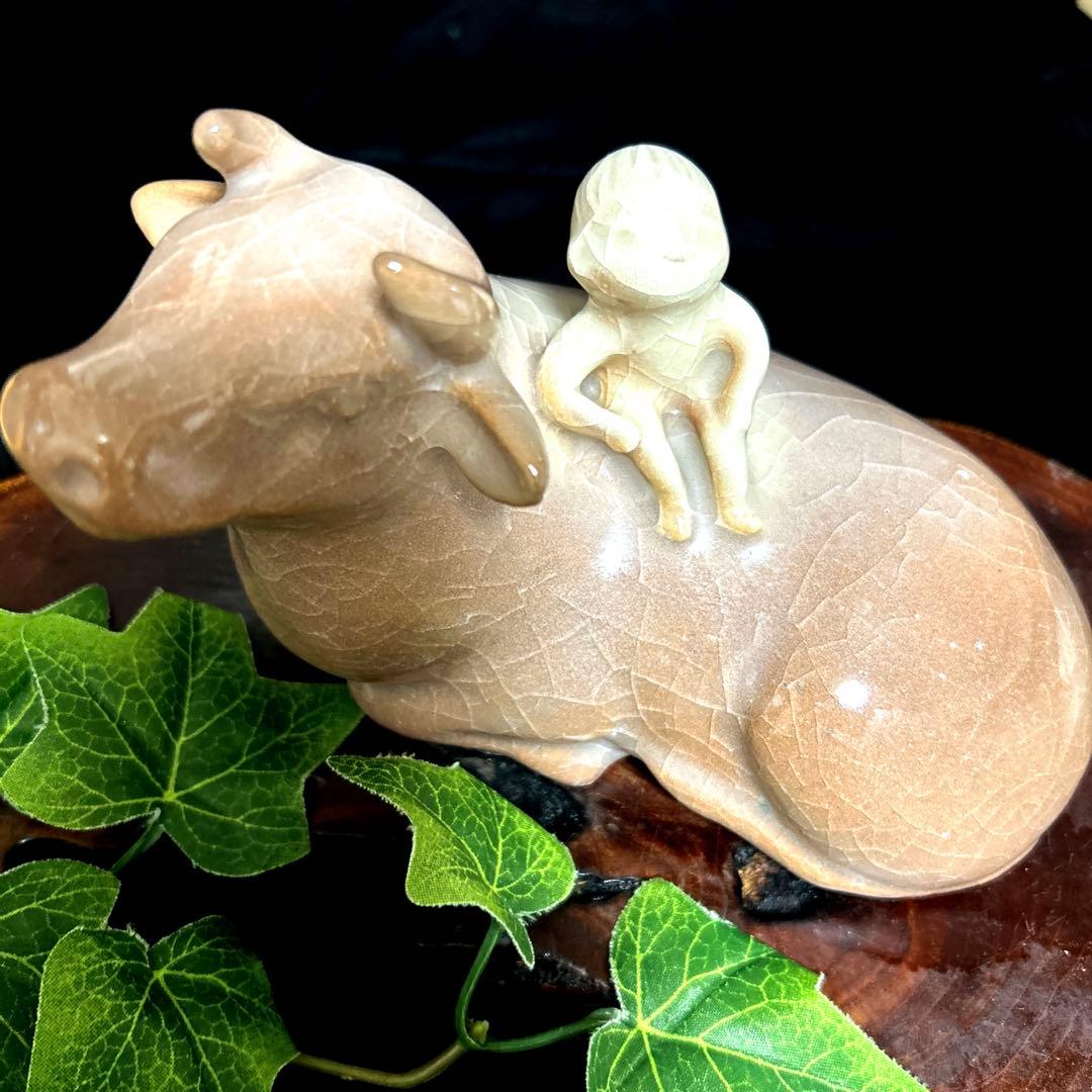新品　骨董品　清水焼　京焼　西川實　深草窯　童牛　置物　インテリア　オブジェ