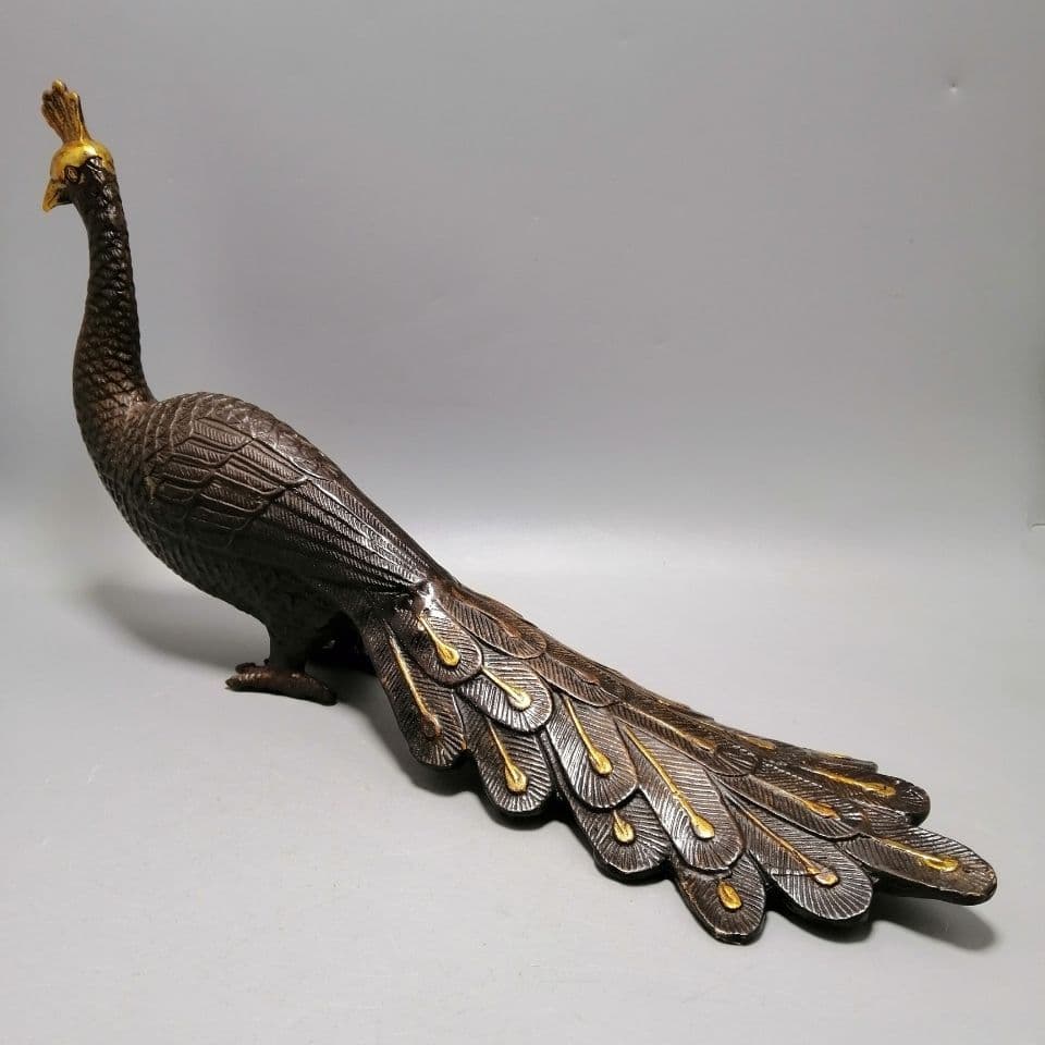 銅器 孔雀 装飾品 工芸品 置物