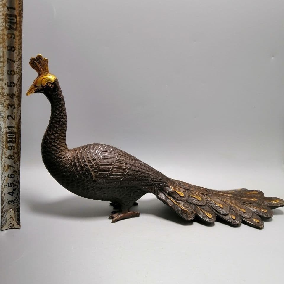 銅器 孔雀 装飾品 工芸品 置物