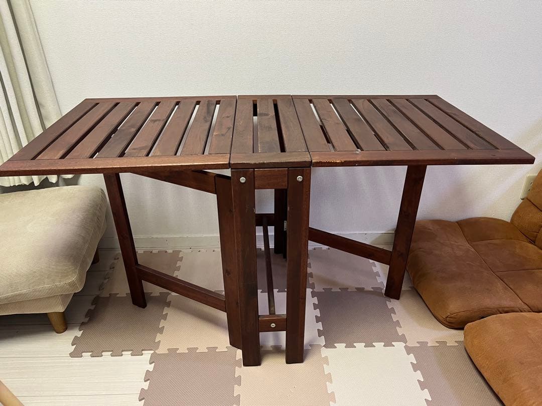 イケアIKEA エップラロー屋外用 折りたたみ木製テーブル ダークブラウン