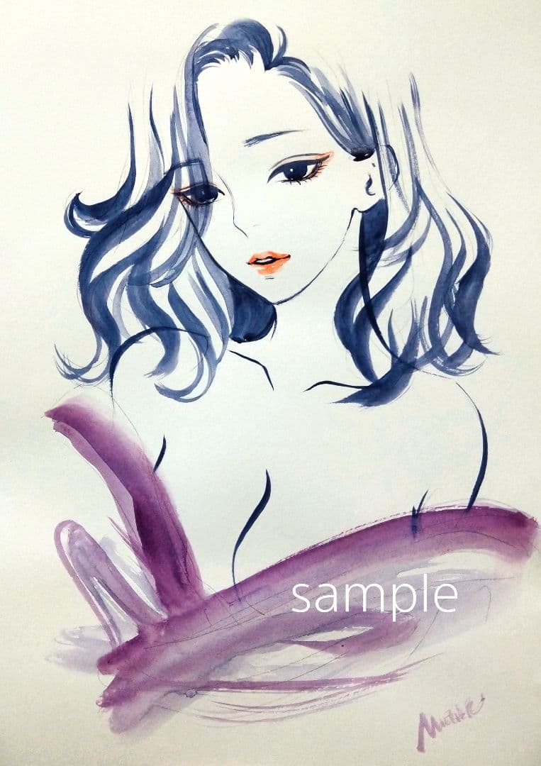 24526G 肉筆原画　手描きイラスト　ドローイング　美人画