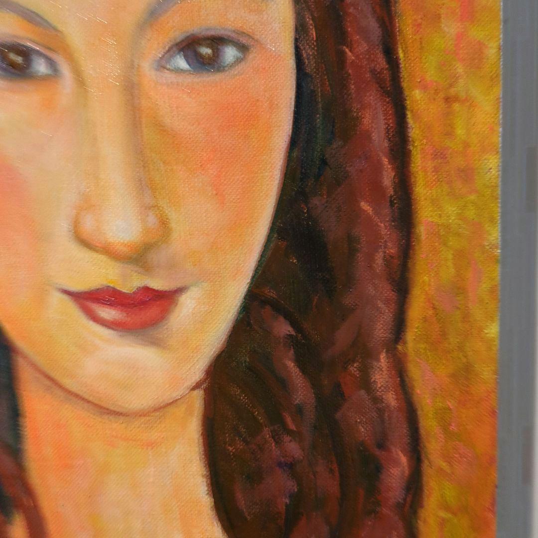 キャンバス油絵　パパ太郎　美しい妻ジャンヌ　モディリアーニ　名画オマージュ