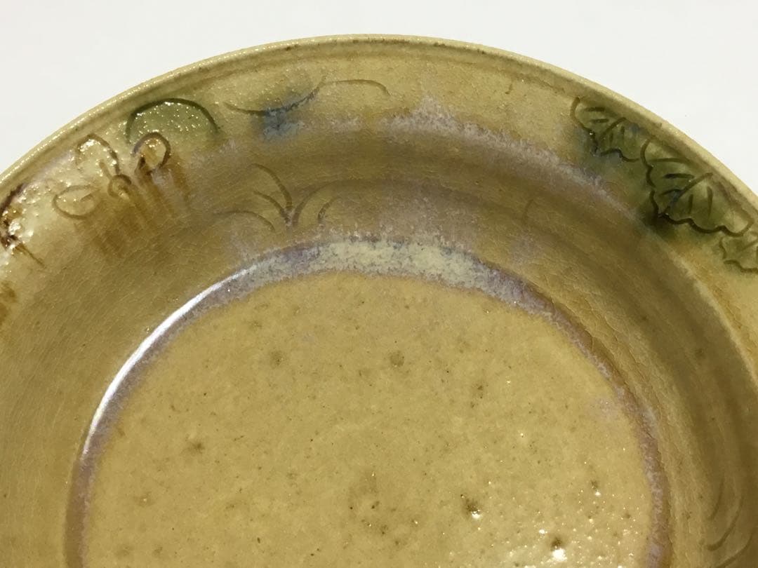 茶道具 古物品 黄瀬戸 平鉢 菓子器 加藤芳右衛門 共箱