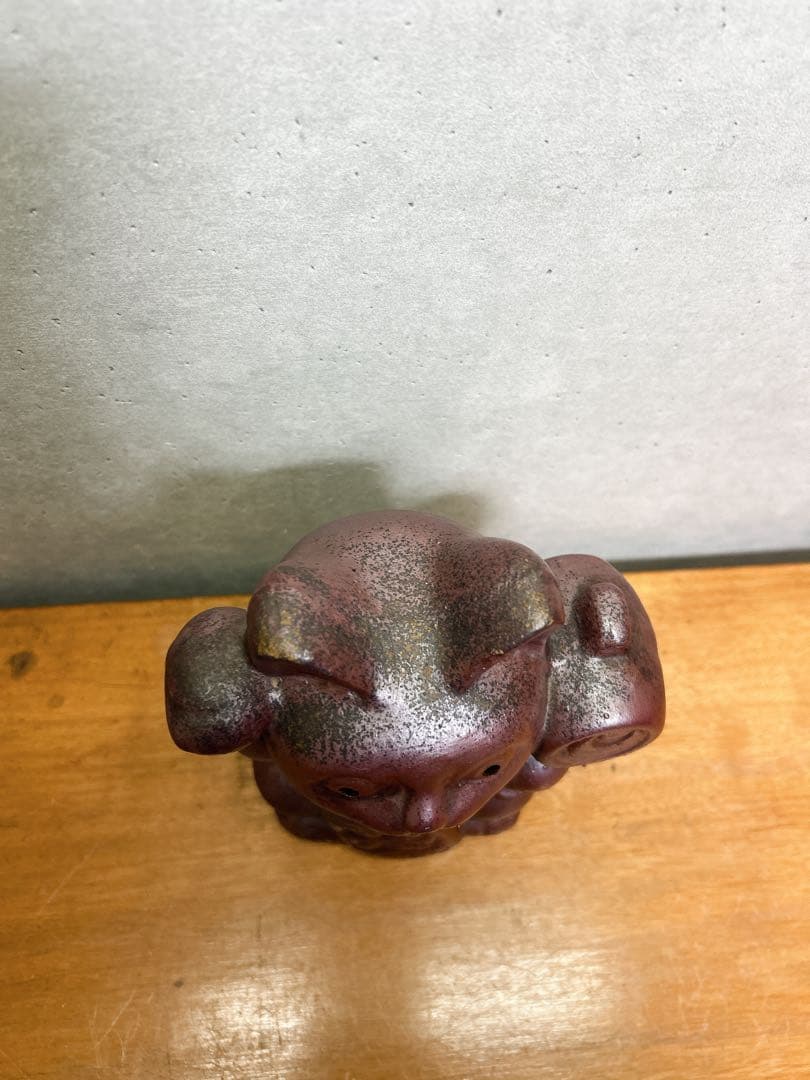 招き猫　銘有　在銘　置物　備前焼　まねき猫　陶器製　古備前焼