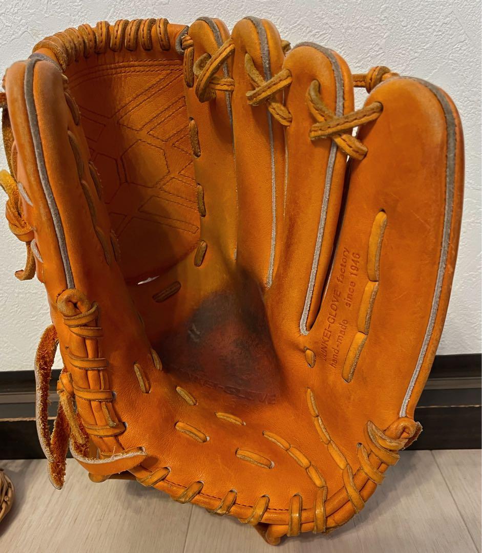 ジュンケイ アラミド 硬式 グラブ 投手用 右投げ オレンジ オイル型付け済
