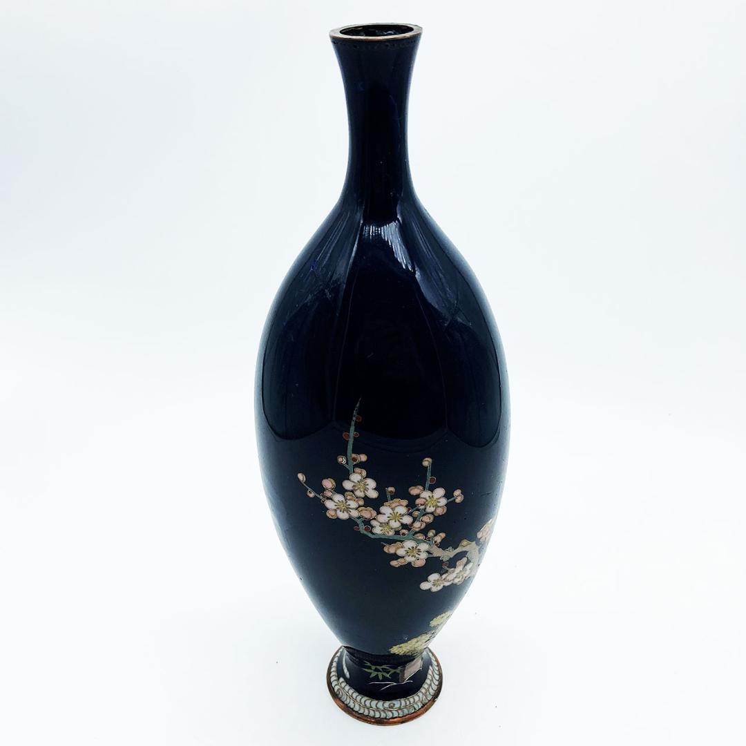 RITAO CHAN公式アカウント04 七宝焼 花瓶 扁壺形 茄子紺地