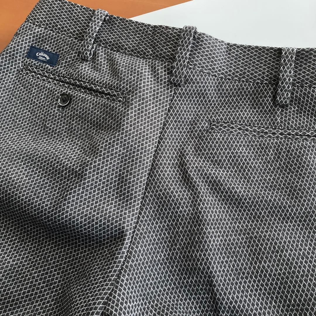 【超美品】Callaway ゴルフパンツ 裏起毛 ストレッチ ダイヤ柄 L 秋冬