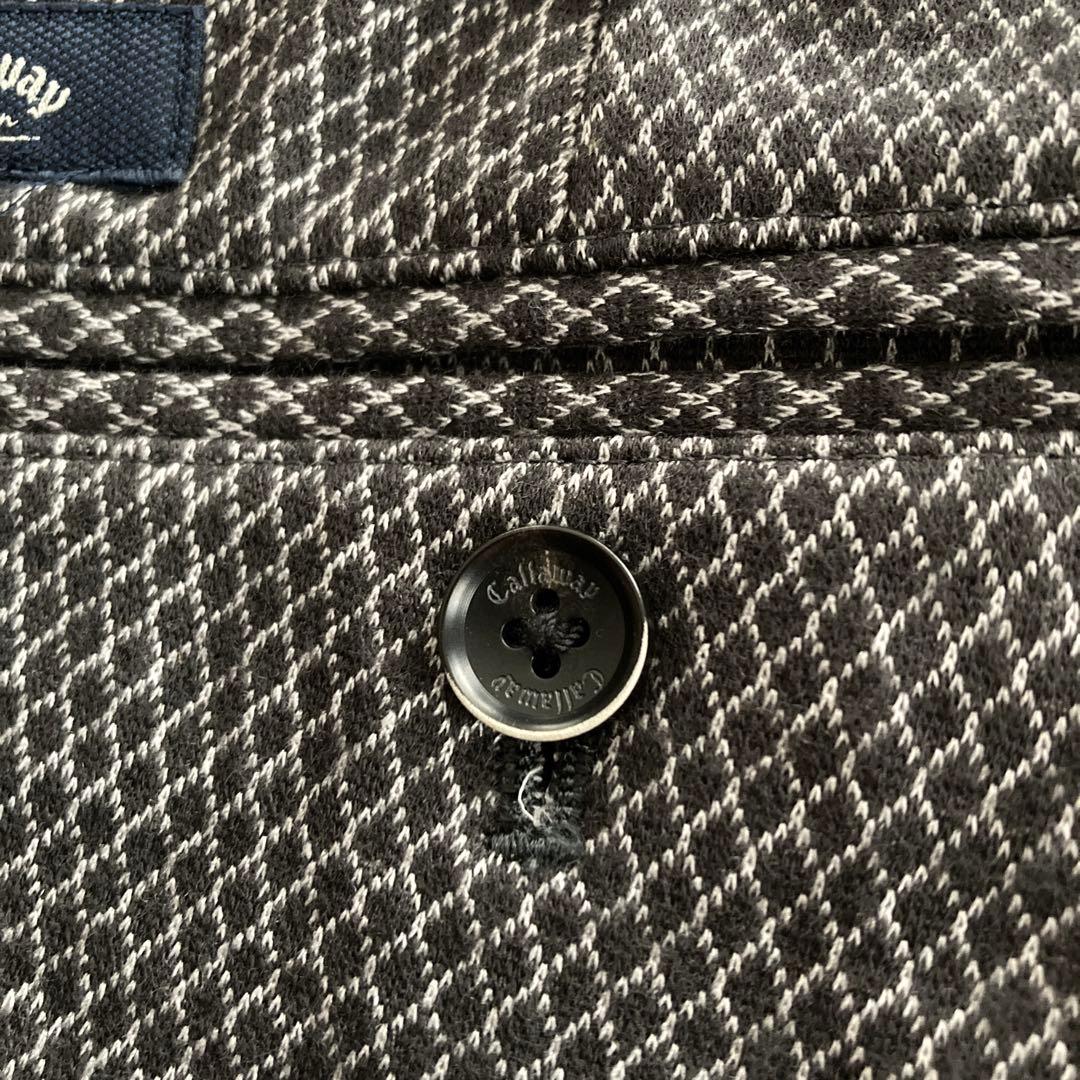 【超美品】Callaway ゴルフパンツ 裏起毛 ストレッチ ダイヤ柄 L 秋冬