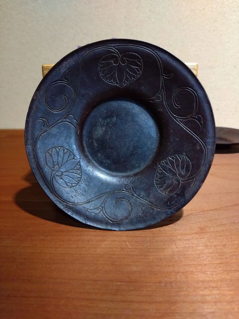 鉄の煎茶道具 鉄製 三つ葉葵 繋ぎ紋 茶托 五客 鉄器 茶道具