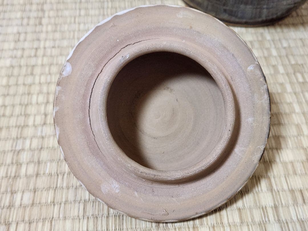 小鹿田焼　飴釉　壺　茶壺