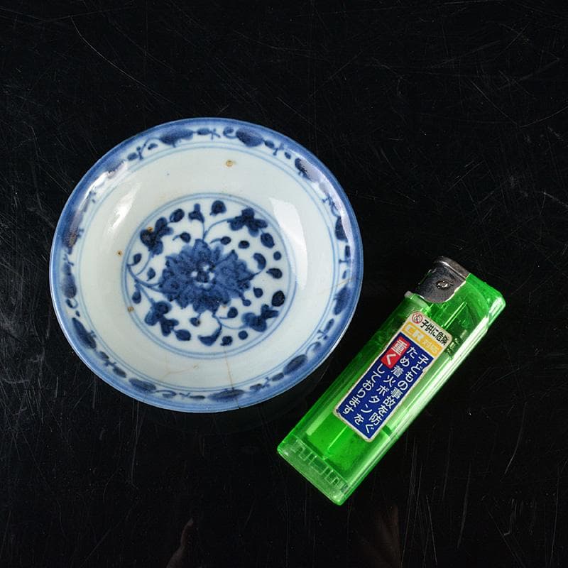 中国　新渡　青花花卉文　銘々皿　小皿　六客　C　R6305
