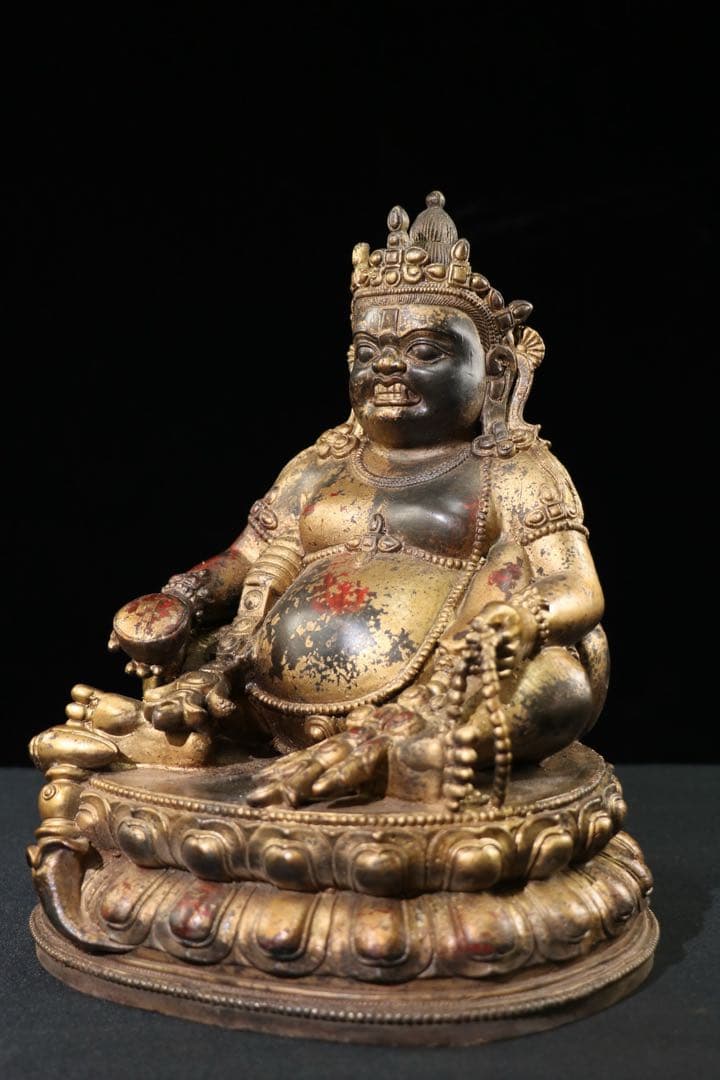 旧蔵珍蔵　西藏チベット仏像　黃財神 純銅製　アンティーク　置物　時代物　本物保証