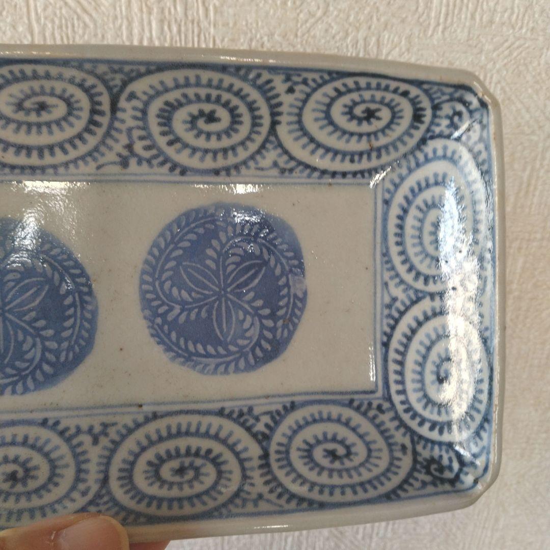 古伊万里切込焼蛸唐草長皿二客