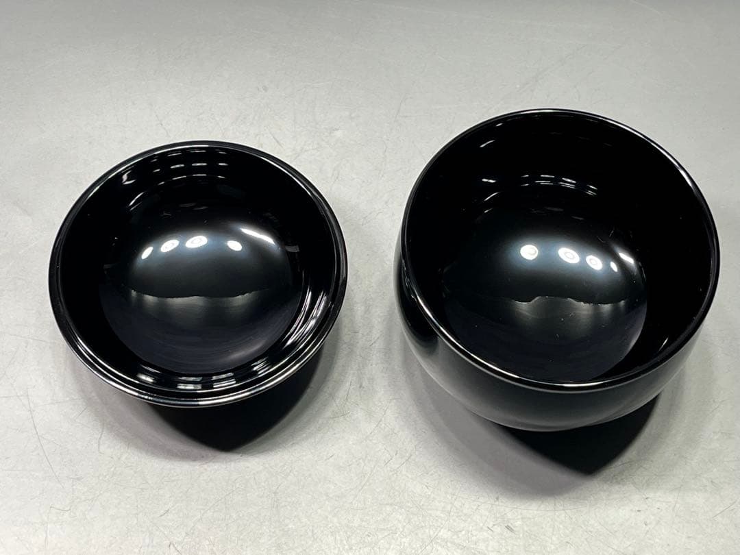 越前塗　黒鈴椀　金蒔絵　五客　天然木　本漆手塗　未使用品　三越販売