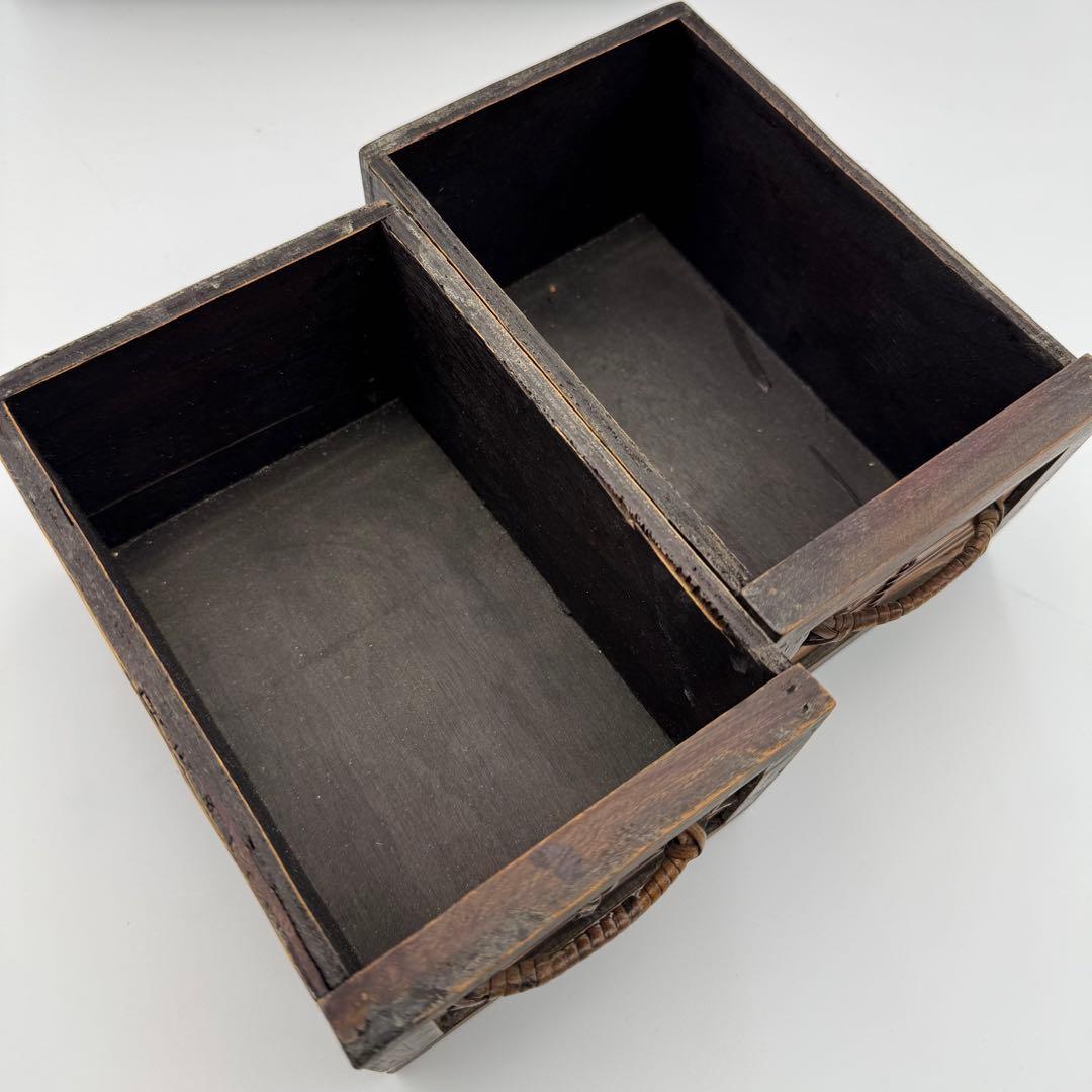 【竹編小箪笥　煎茶器局】茶道具　小物入れ　時代　茶器　竹細工