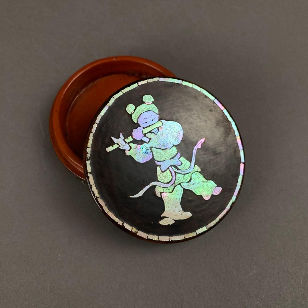 螺鈿漆香合　乾隆年製　骨董　茶道具　香道具　漆器