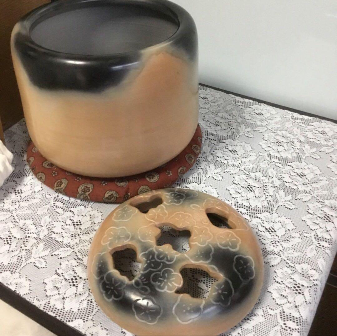白井 半七　梅の彫　手焙　手橲　待合い　お茶事　茶道具