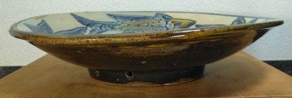 人間国宝 金城次郎 八寸皿 栞 共箱 美品 壺屋焼 壷屋焼 魚紋花文皿 やちむん