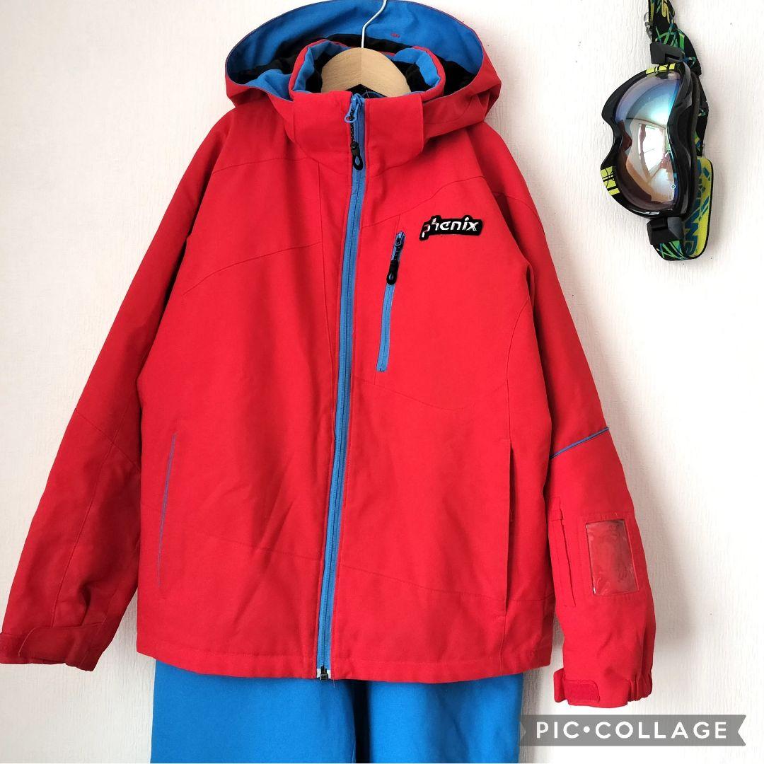 美品　PHENIX デモモデル スキーウェア上下 150 ジュニア 男の子 赤青