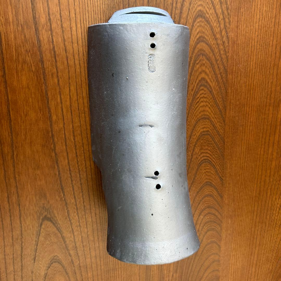 いぶし瓦製円筒形オブジェ