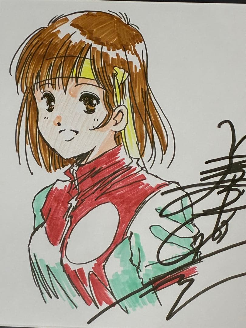 美樹本晴彦　直筆イラスト・サイン入り色紙　トップをねらえ　タカヤノリコ