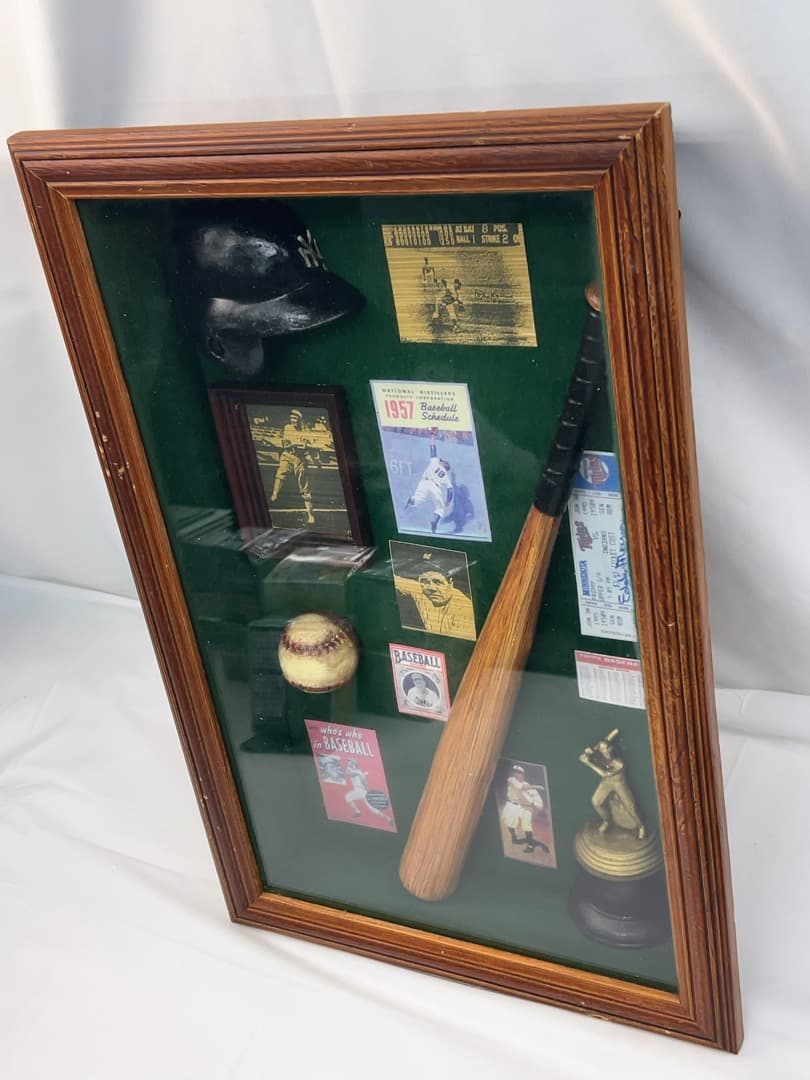 大リーグ ガラス額入り 記念品 ベーブ・ルース 1957 ベースボール