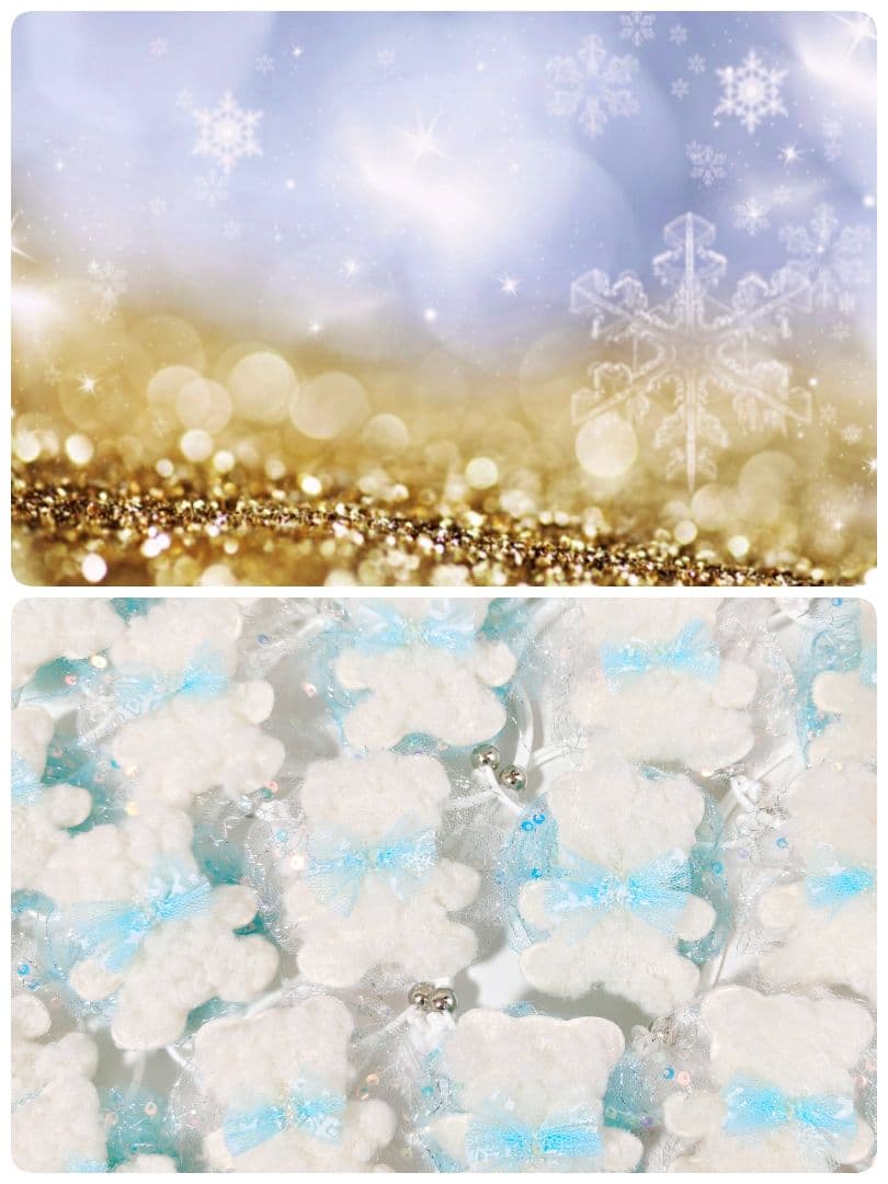 業務用トリミングチョーカー65個+背景布　1月　白くまちゃん　雪の結晶　白熊