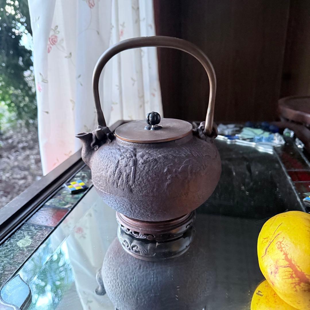 大雪特価‼️25日20時迄あったまろTETSUBIN 亀文堂姥口陽刻「松風」銘鉄瓶