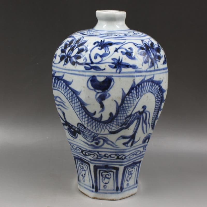 元青花纏枝雲竜紋梅瓶 景徳鎮 陶磁器 装飾品 現代工芸品 美術品 置物