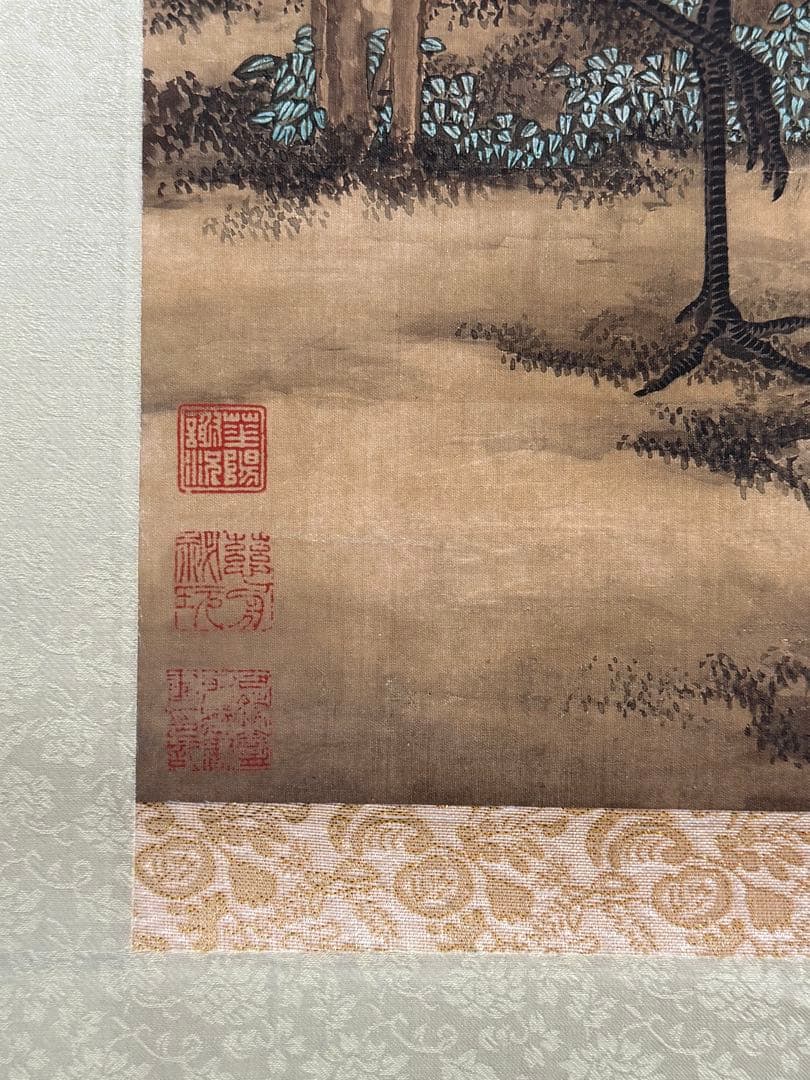中国　清時代　沈銓 松梅雙鶴図　絹本　原色複製　◇検故宮博物館◇ 一鼎軒0926