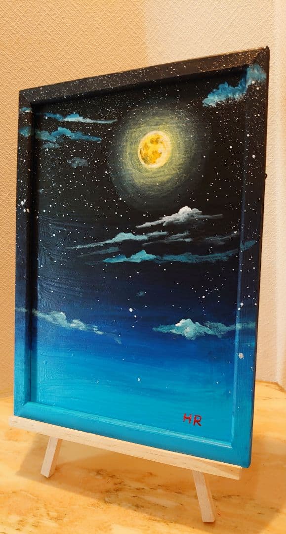 油絵 絵画【満月の夜空】