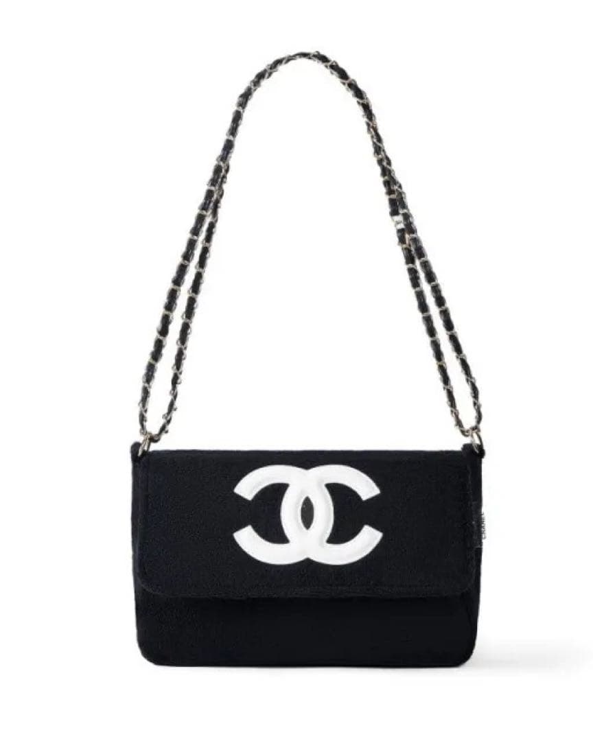 CHANEL シャネル ミニバッグ ポーチ ブラック×ホワイトロゴ